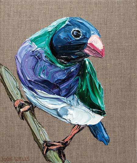 Rare Blue Back Gouldian Finch by Jodie Wells | Lethbridge Gallery